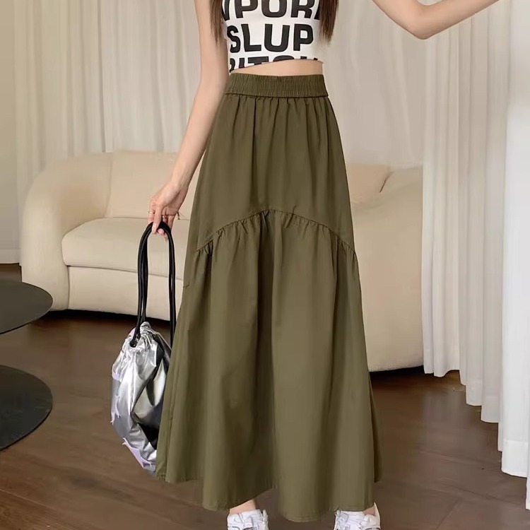 Fitted summer leather fashionable design long skirt