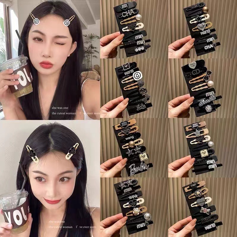 美拉德套装发夹多巴胺Y2K甜酷少女发饰刘海鸭嘴夹金属风地摊一元