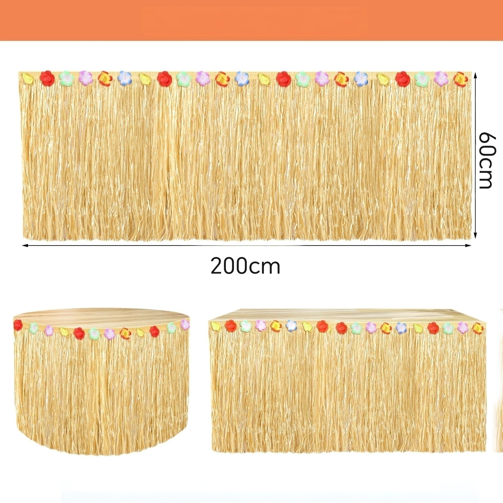 Hawaiana falda de mesa de plástico franela de paja color fiesta decoración del lugar de la atmósfera festiva delantal de mesa