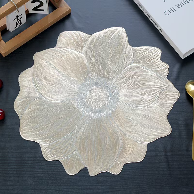 Lotus Sunflower Pvc Waterproof Oil-Proof Heat-Insulating Table Mat Temu Xiyin Amazon Hot-Selling Western-Style Table Mat Tableware