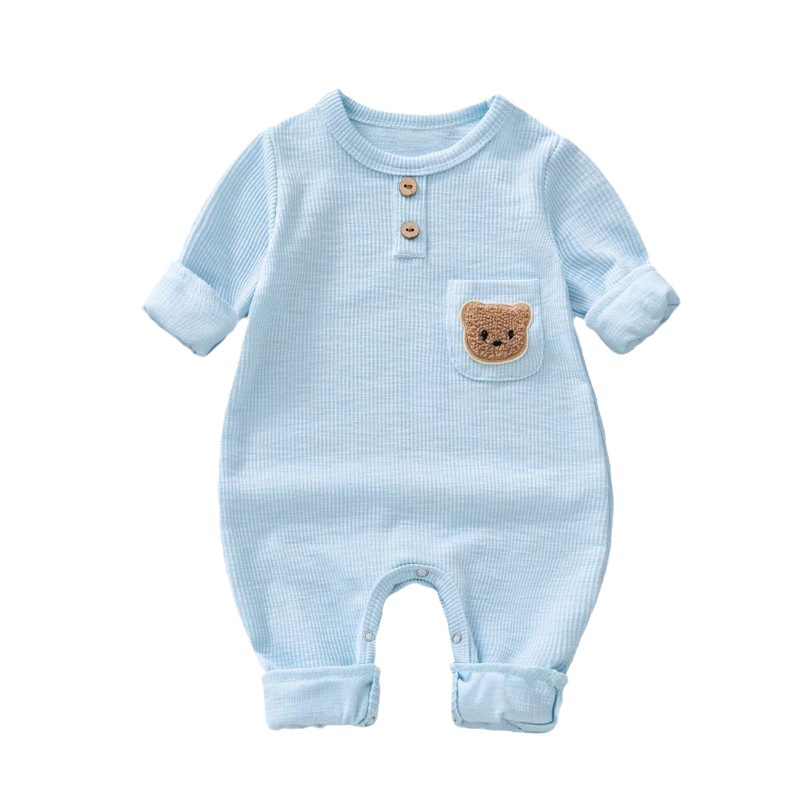 Bebé mono primavera y otoño manga larga delgada hombres y mujeres ropa de bebé pijamas sin hueso mameluco estilo occidental otoño mameluco