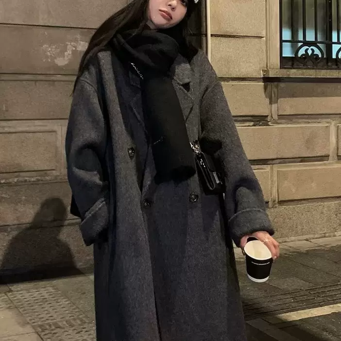 大连工厂小单快返供货批发双面羊绒大衣女高级感羊毛呢子韩系外套