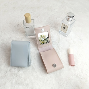 in stock Hot-selling Fashion Lipstick Leather Case Girl's Out-of-town Makeup Pumpsuit Makeup Mirror Perfume Lipstick Storage Bag