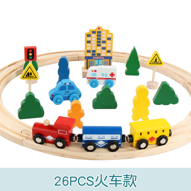 Pista de madera coche traje con 88 unidades de Tren Eléctrico traje pista de madera niños y niñas inteligencia Juguetes