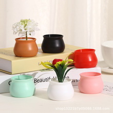 手工编织小盆栽成品迷你加厚小花盆diy塑料摆件桌上车载地摊批发