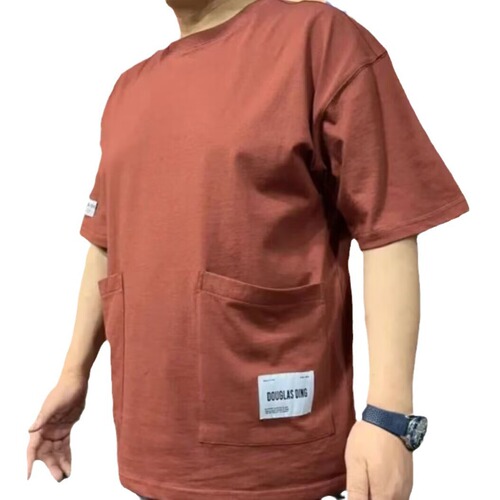 Men's Workwear Short Sleeve Loose and Durable Casual T-Shirt with Large Pockets, Half-Sleeve Fashion and Cool