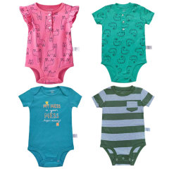 Summer unisex children's cartoon triangular crawling newborn onesie for babies and infants, pure cotton pants for babies and toddlers, wholesale children's clothing