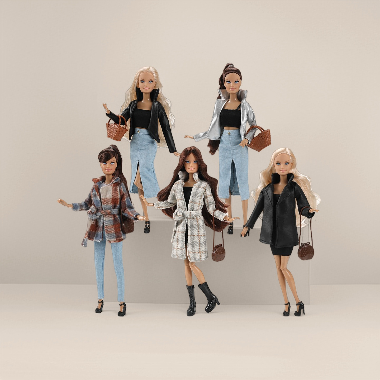 Cross-Border 30cm Doll Clothes 11inch Barbie Doll Autumn and Winter European and American Fashion Outfit with Stylish Design Coat Clothes for Dressing up