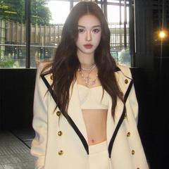 法式气质英伦御姐风长袖风衣西装外套宽松双排扣大衣春季新款女装