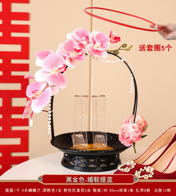 キスゲームの花かごの結婚靴の箱の輪の展示棚の結婚式の結婚の新婦の写真を撮る雰囲気の結婚靴の水晶の靴の箱|undefined