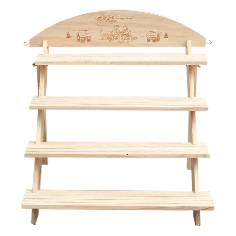 Wooden Storage Rack Household Jewelry Display Rack Desktop Jewelry Arrangement Rack Four-layer Shelf