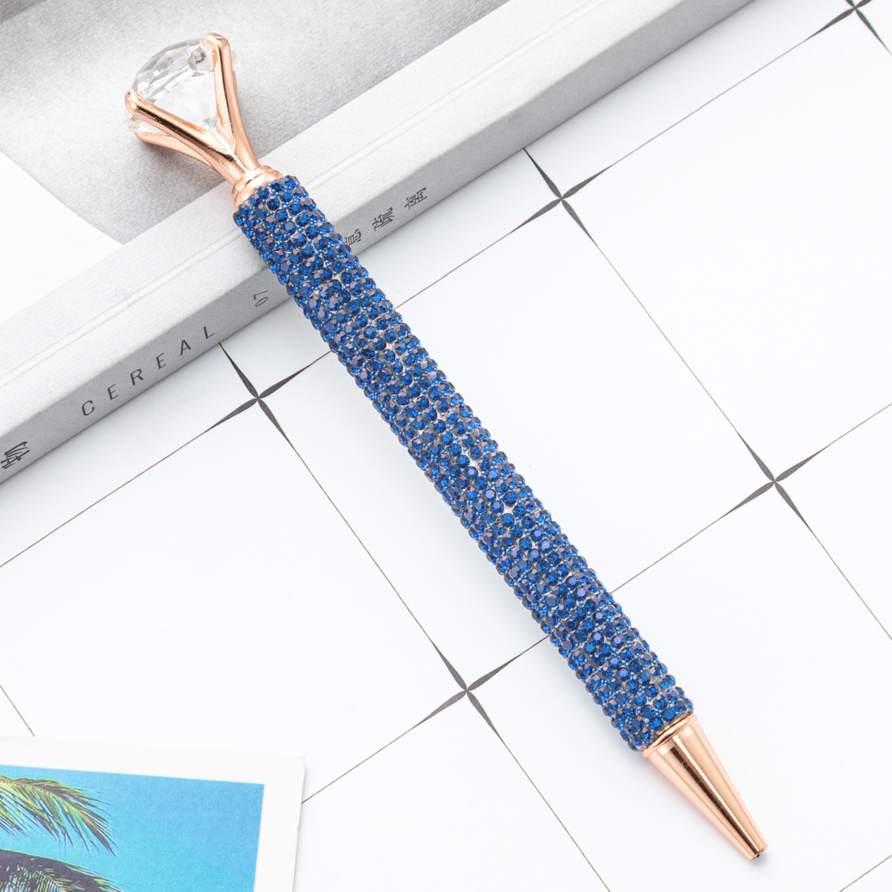 Bolígrafo de diamante grande para niñas estudiante papelería giratoria pluma de metal pluma de diamante de cristal pluma de regalo de publicidad