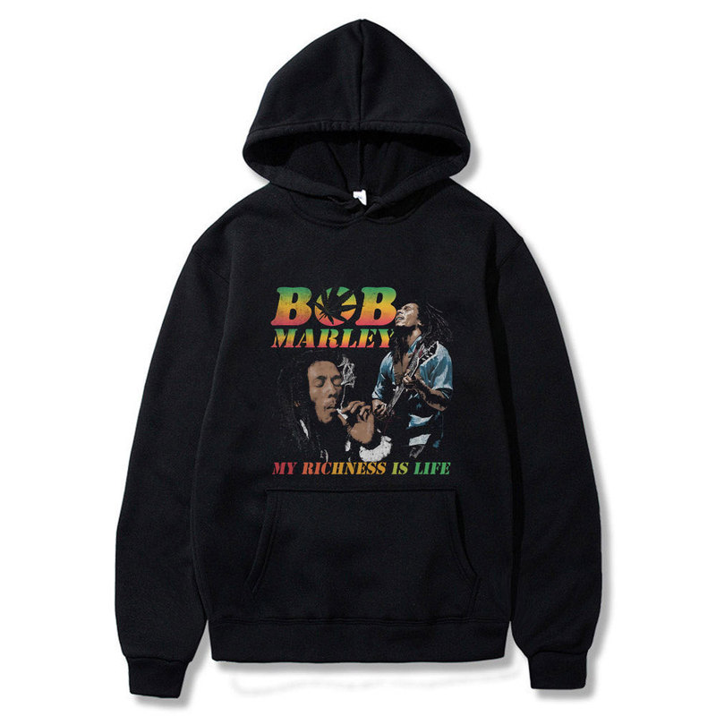 Vintage Bob Marley My Wealth Is Life Graphic Sweatshirt Men Women Reggae Pop Music Hoodie
