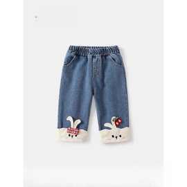 女童牛仔裤秋装2025新款洋气宝宝裤子外穿休闲长裤婴儿直筒裤春秋