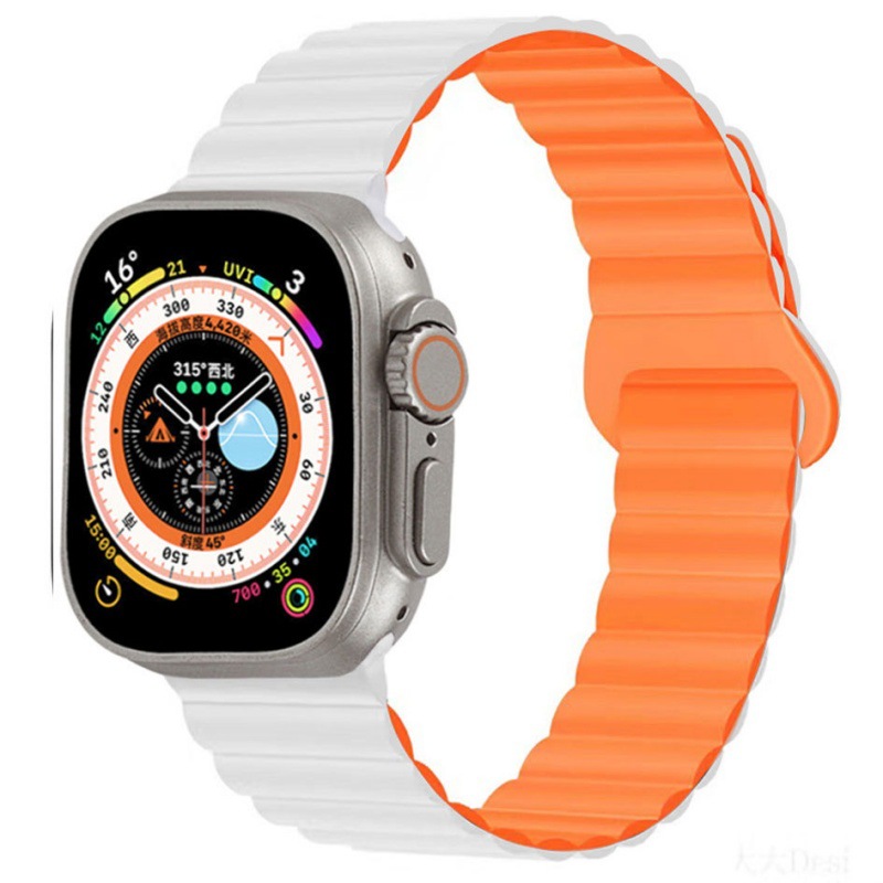 Correa de reloj de silicona bicolor adecuada para Apple iwatchs11, correa de reloj inteligente s10ultra con hebilla magnética