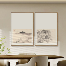 新中式水墨山水画宋代美学软装挂画茶室客厅禅意空间布置玄关壁画