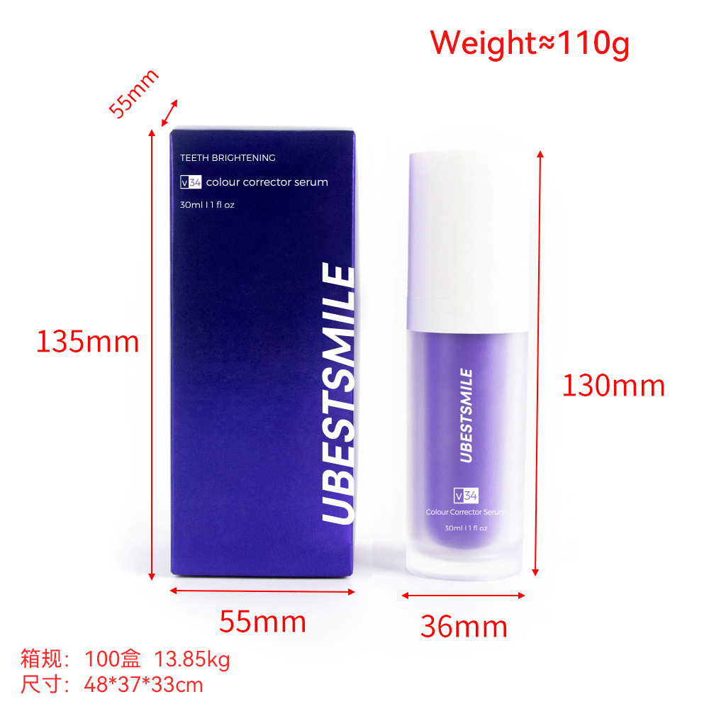 V34歯磨き粉は国境を越えて人気があり、紫色の歯磨き粉は口内を清潔にし、歯の黄ばみを取り除き、口臭を解消し、歯を白くします。卸売販売です。