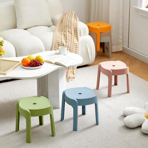 Plastic small stool thickened household small bench adult round stool stackable coffee table stool bathroom non-slip children's low stool