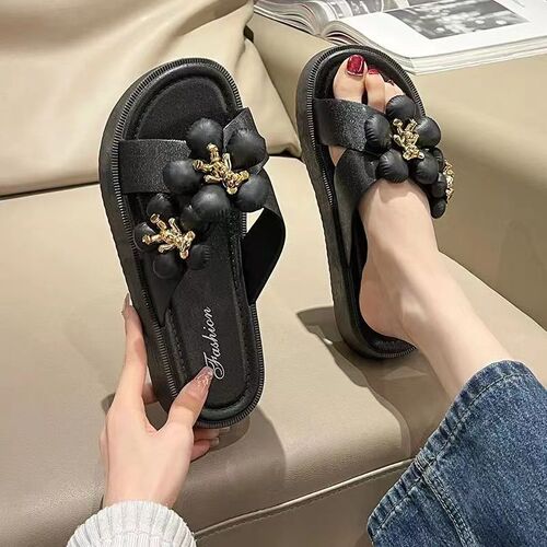 Slippers fashion summer outdoor beach flat sandals fairy style teddy bear thick-soled non-slip versatile sandals internet celebrity