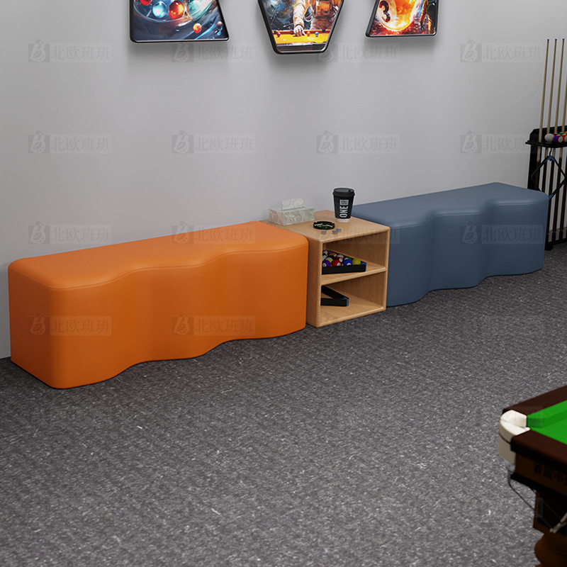 2025 New Billiard Room Billiard Rest Area Reception Wave Sofa Card Holder Cat Claw Leather Small Sofa Creative Combination