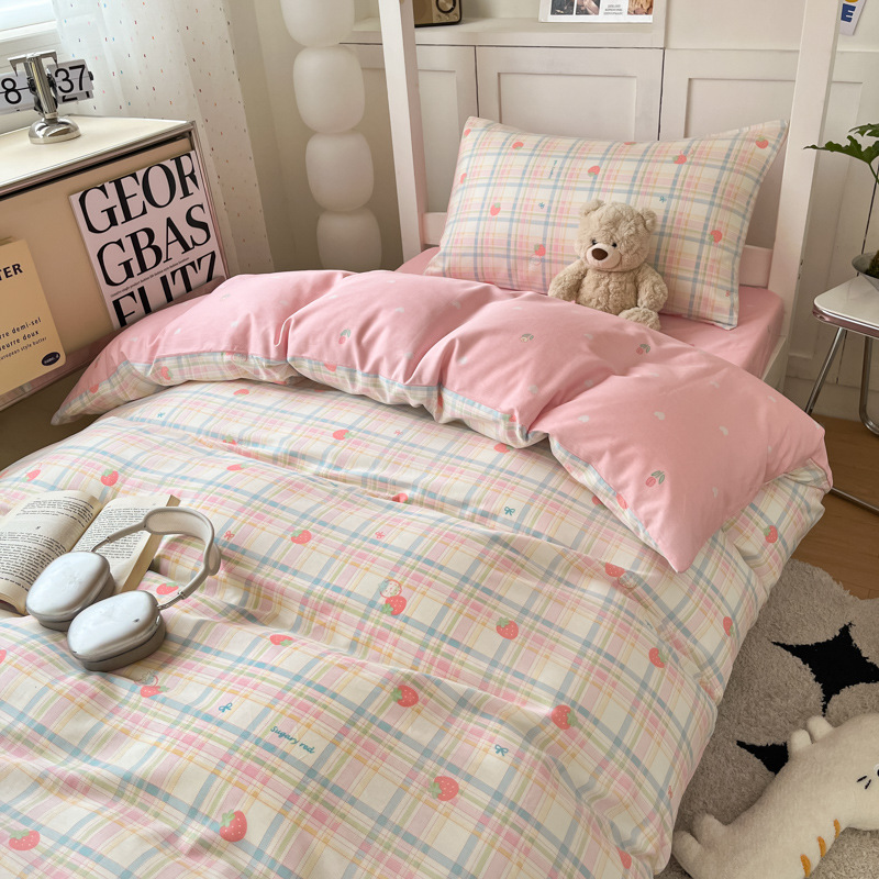 Ropa de cama de tres piezas de algodón para dormitorio de estudiantes, sábana de algodón 100%, funda de edredón, funda de edredón de algodón individual, sábana nueva