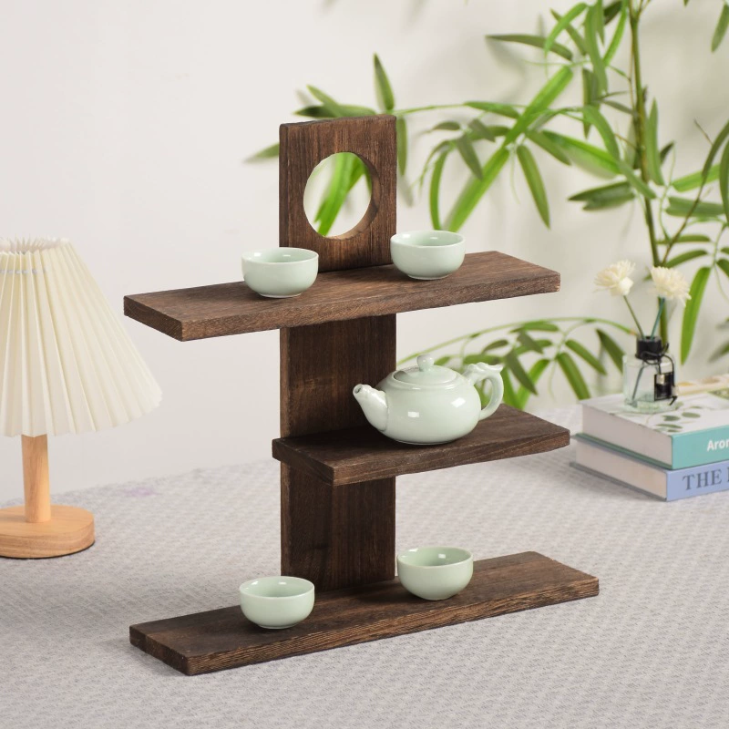Новый китайский настольный подставка для чайных чашек из массива дерева небольшой подставка для чайного сервиза
