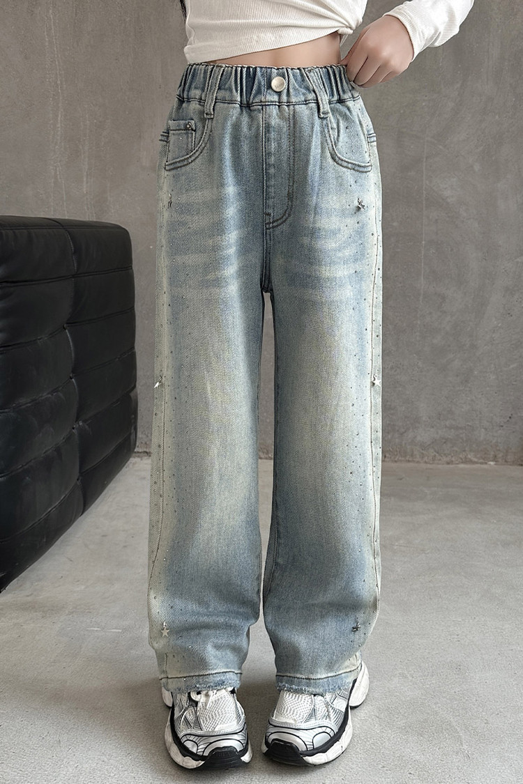 Rhinestone Jeans New Children's Miscellaneous European And American Jeans_viptrois.com