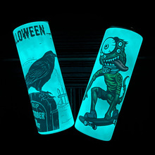 20oz热升华直身杯 可定制图案车载夜光带吸管304不锈钢汽车保温壶