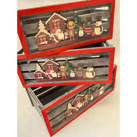 美式复古板条箱家庭杂物收纳木箱儿童玩具整理储物木盒整理收纳筐