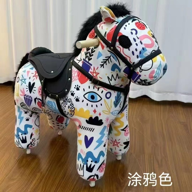 网红小马滑轮凳仿真战马坐凳儿童生日礼物动物凳落地滑轮小马凳子|undefined