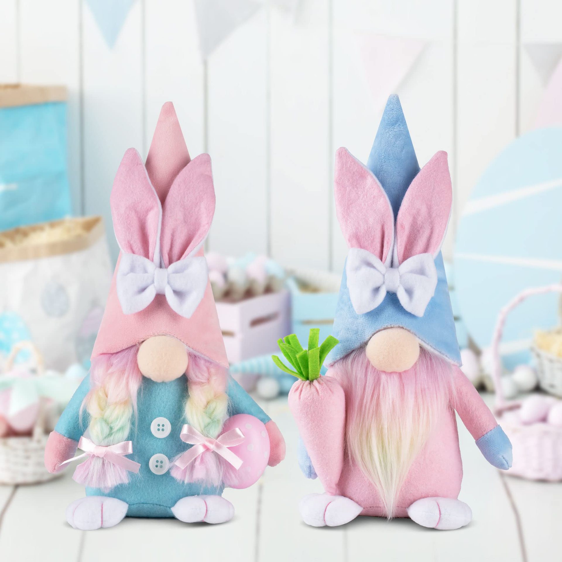Transfronterizo nuevo conejo de Pascua muñeca sin rostro rábano huevo decoración fiesta atmósfera Decoración