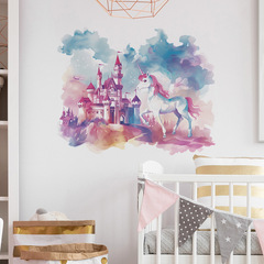 外貿夢幻城堡獨角獸兒童房臥室玄關家居裝飾牆貼貼紙自粘批發跨境