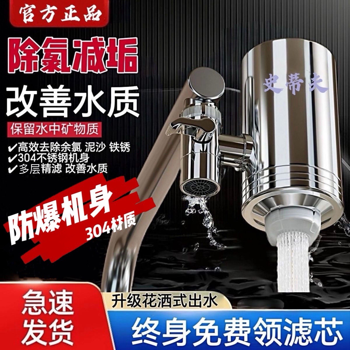 德国史蒂夫净水器家用304不锈钢花洒式过滤器正品自来水前置直饮