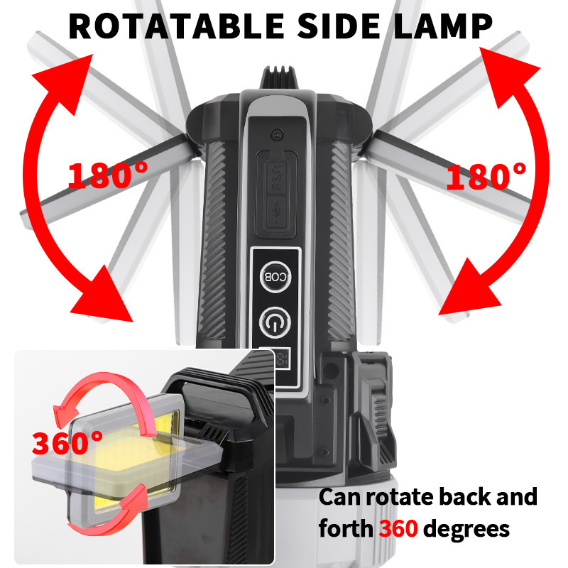 Nuevo P70 de alta potencia linterna de campamento súper ligera reflector multifuncional portátil con barra telescópica para tirar de la luz lateral COB image 5