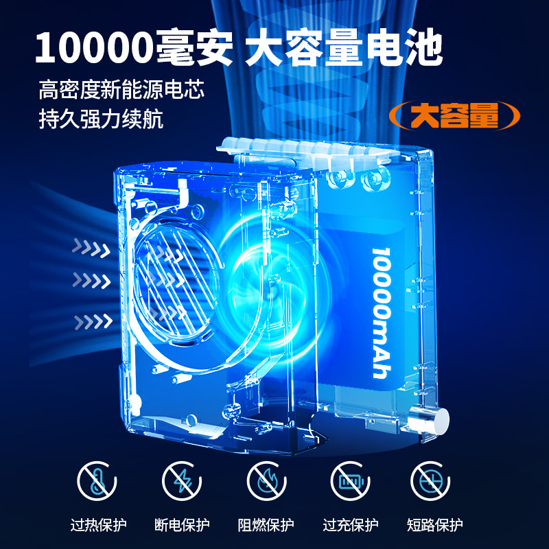 2023 nuevo gran viento al aire libre cintura colgando ventilador 10000mAh Halter portátil multifunción banco de energía pequeño ventilador