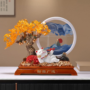 Money Tree Quicksand Painting Lucky Cat Ornaments Living Room Decoration New House Moving Gift Housewarming New Home Opening Gift