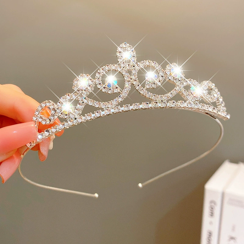 Детская тиara-ободок для princess, корона для волос, подарок на день рождения, декоративная стиль с кристаллами-сикра