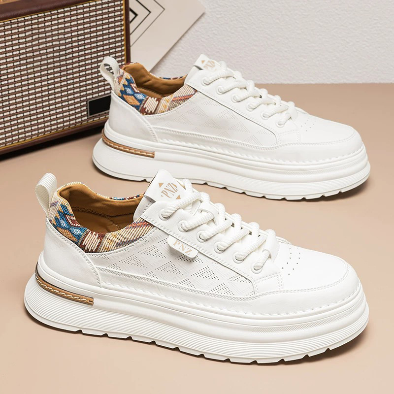 Men's Casual Shoes, Breathable White Shoes, Spring Men's Trendy Versatile Lightweight Thick-Soled Sports Shoes, New Sneakers