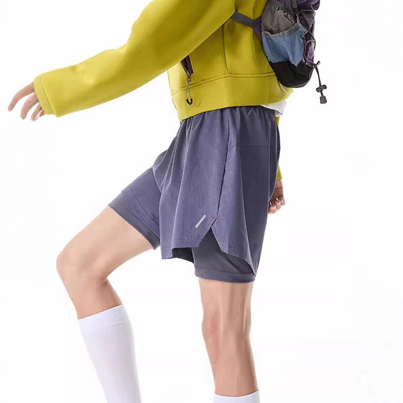 Outdoor Fake Two-Piece Quick-Drying Sports Shorts for Men and Women, Summer Hiking Lined Five-Point Pants, Casual Couple Cycling Pants