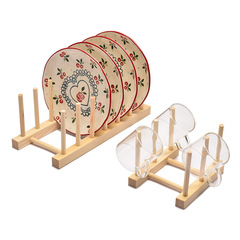 松木瀝水架木質廚房碗碟架創意水杯盤架商用茶餅展示收納架批發