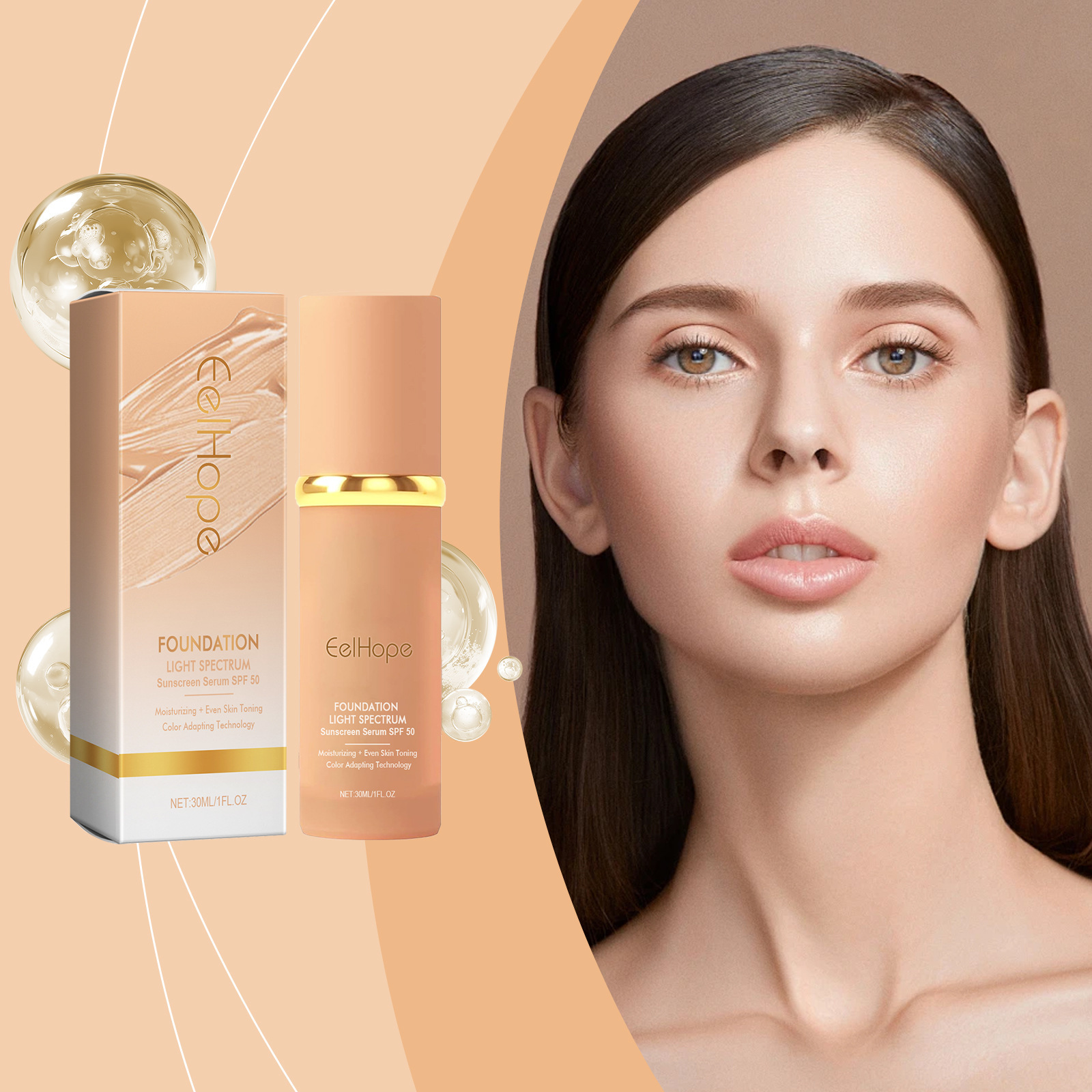 Eelhope Temperature-Changing Liquid Foundation: Lightweight, Thin, Even-Toned, Moisture-Locking, Translucent, and Radiant Liquid Foundation