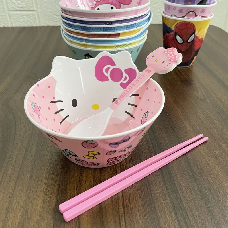Cartoon Anti-Fall Children's Bowl Food-Grade High-Value Household Soup Bowl Adult Student Canteen Special Bowl Three-Piece Set