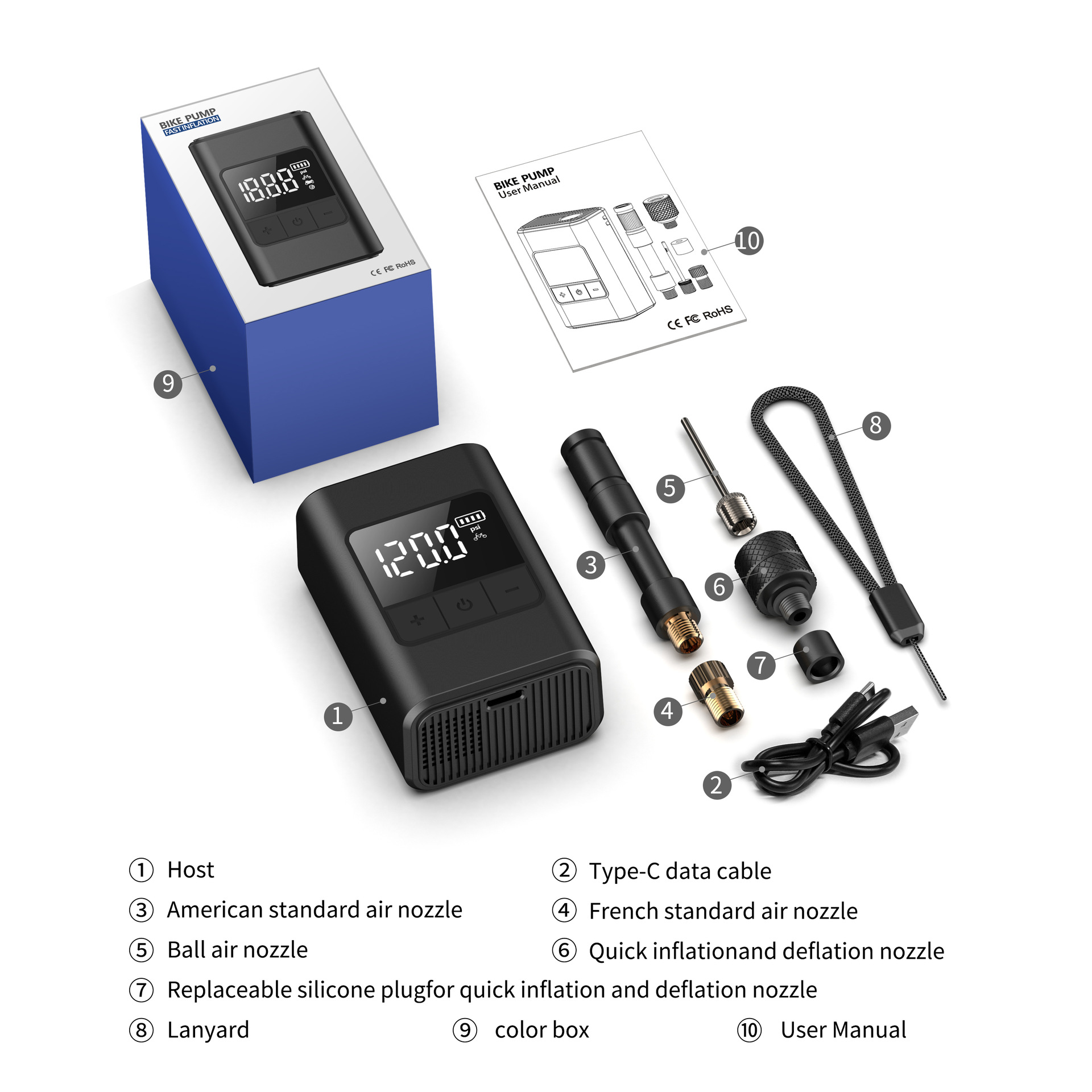 Mini Road Bike Electric Pump Portable Car-Mounted Handheld Smart Air Pump Wireless Electric
