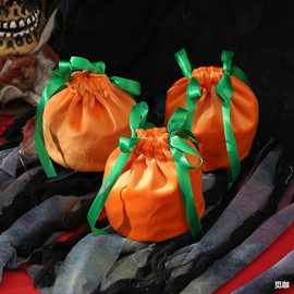 万圣节礼品袋派对糖果丝绒袋南瓜绒布袋子装饰跨境现货礼品包装袋