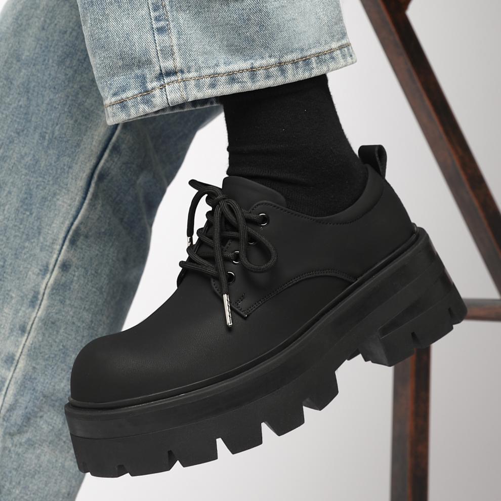 Chaussures en cuir décontractées pour hommes ShoeVault Cleanfit New Fashion Derby style britannique à gros orteil_voghion.com