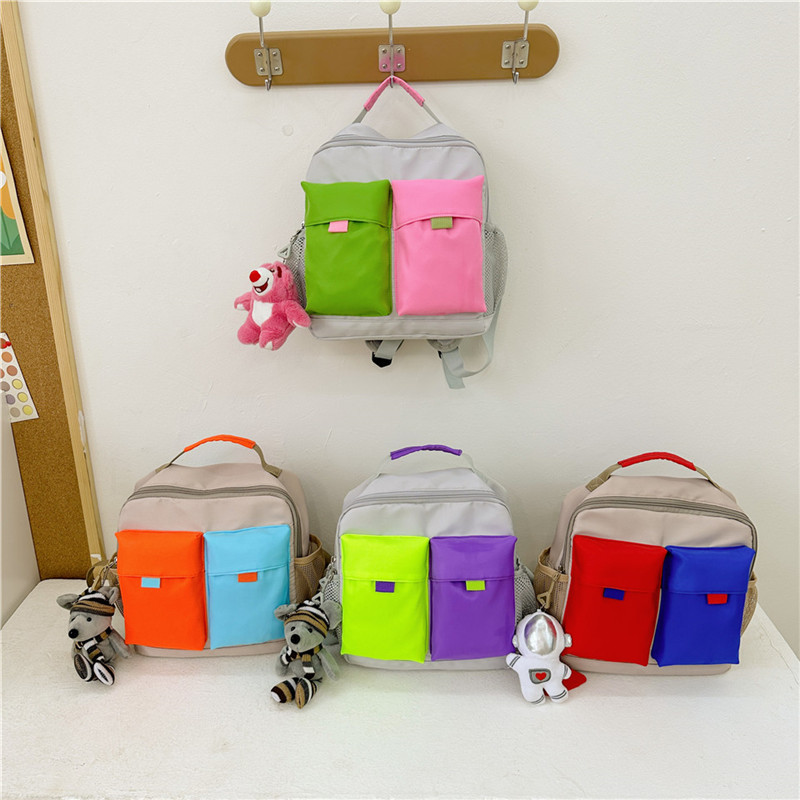2023 moda lindo mini mochila nueva pequeña mochila de los niños frescos contraste color moda Escuela Primaria estudiante mochila