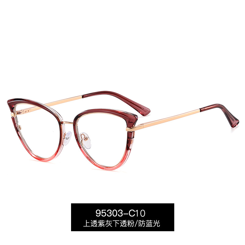 95303 nueva moda Comercio exterior TR gafas ópticas ojo de gato marco anti-azul gafas de luz hembra fábrica en stock venta al por mayor