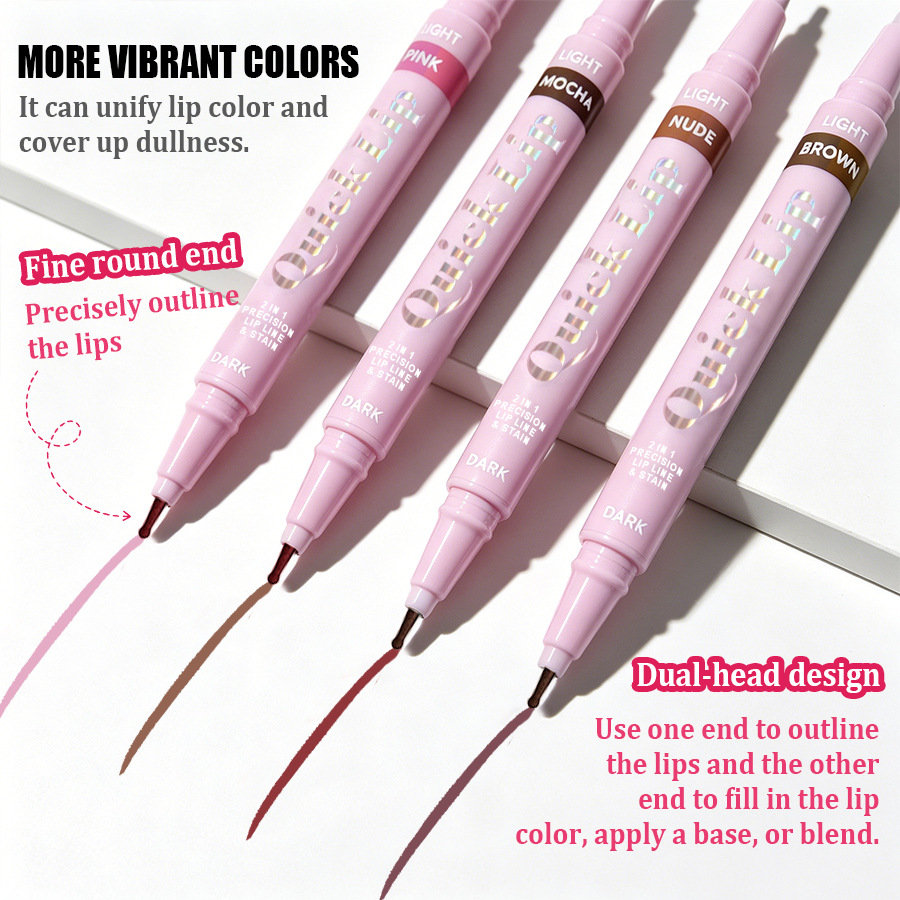 PAGE VINE doble lápiz labial lápiz labial esculpido lápiz labial 2 en 1 sello lápiz de delineador de ojos impermeable a prueba de sudor