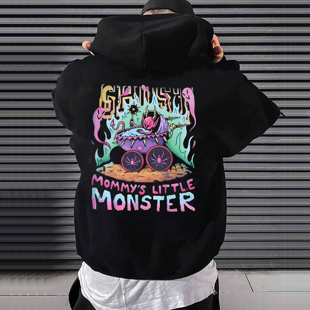 Gothic Men's Hoodie Harajuku Butterfly Print Long Sleeve