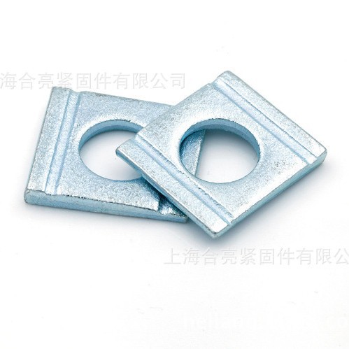DIN434 镀锌带双槽方斜垫圈 槽钢用方斜垫圈 M8M10-M30蓝白锌彩锌